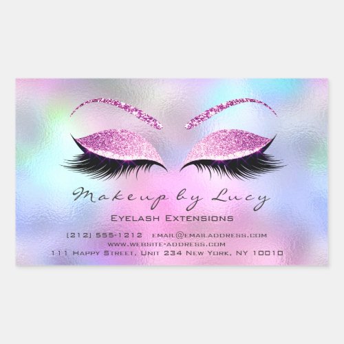 Eyelash Extension Makeup Beauty Salon Pink Ombre Rectangular Sticker