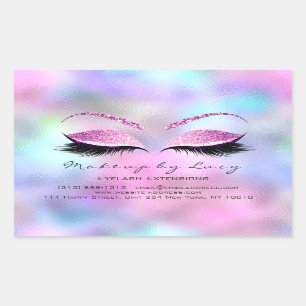 Eyelash Extension Makeup Beauty Salon Pink Ombre Rectangular Sticker