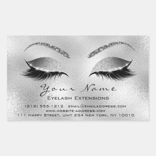 Eyelash Extension Makeup Beauty Salon Silver VIP Rectangular Sticker