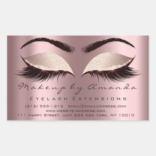 Eyelash Extension Makeup Beauty Salon Spark Rose Rectangular Sticker
