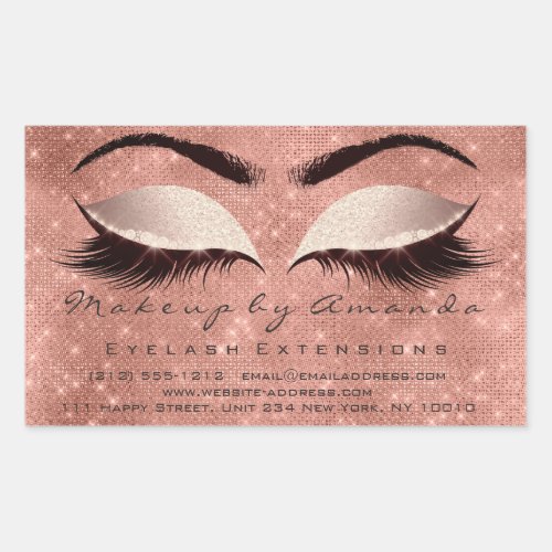 Eyelash Extension Makeup Beauty Salon Spark Rose Rectangular Sticker