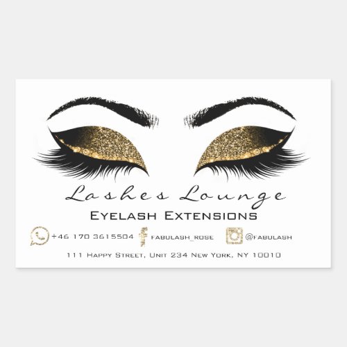 Eyelash Extension Makeup Beauty White Gold Browns Rectangular Sticker