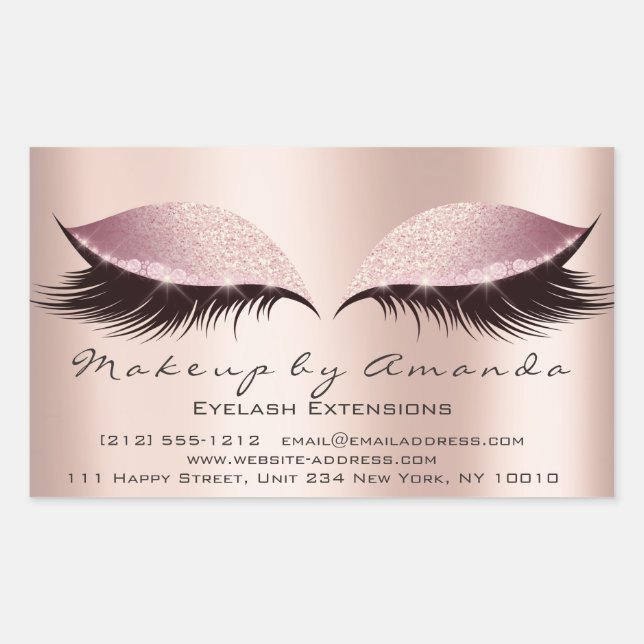 Eyelash Extension Pink Makeup Artist Beauty Salon Rectangular Sticker (Front)
