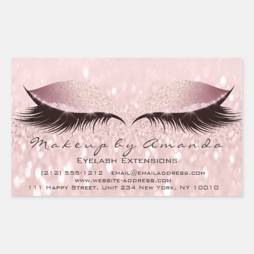 Eyelash Extension Pink Makeup Artist Beauty Studio Rectangular Sticker