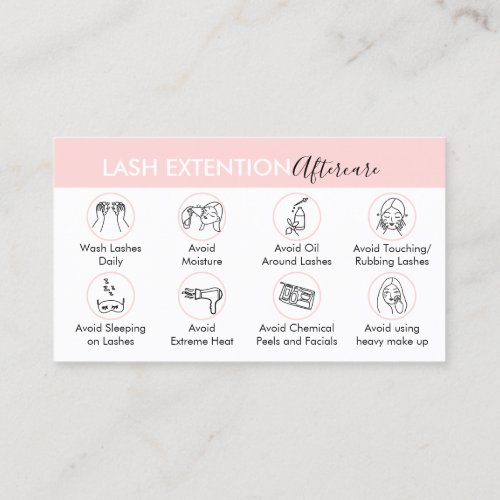 Eyelash Extension Products Aftercare Instruction Business Card