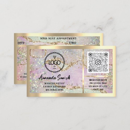Eyelash Extension QRCode Logo Holograph Aftercare Business Card