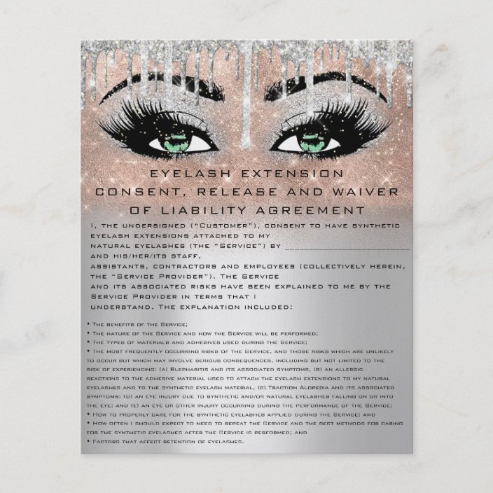 EYELASH EXTENSION RELEASE WAIVER Green Eyes Flyer | Zazzle.com