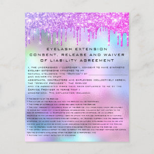EYELASH EXTENSION RELEASE WAIVER Holograph Drips Flyer