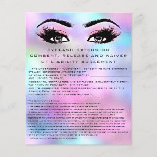 EYELASH EXTENSION RELEASE WAIVER Holograph Pink Flyer
