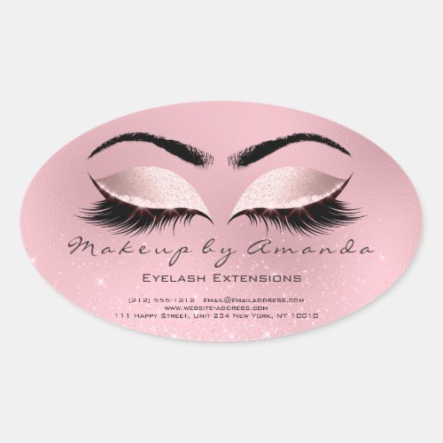 Eyelash Extension Round Makeup Artist Beauty Rose Oval Sticker