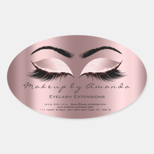 Eyelash Extension Round Makeup Artist Beauty Rose Oval Sticker