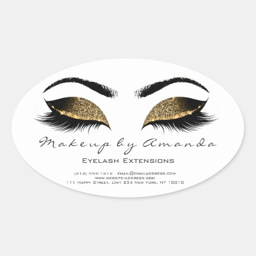 Eyelash Extension Round Makeup Artist Beauty Salon Oval Sticker