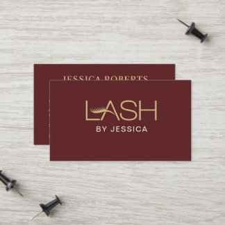 Eyelash Extension Salon QR Code Burgundy Gold Calling Card