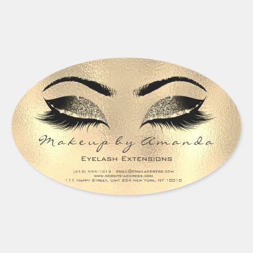 Eyelash Extension Sepia Makeup Artist Beauty Salon Oval Sticker