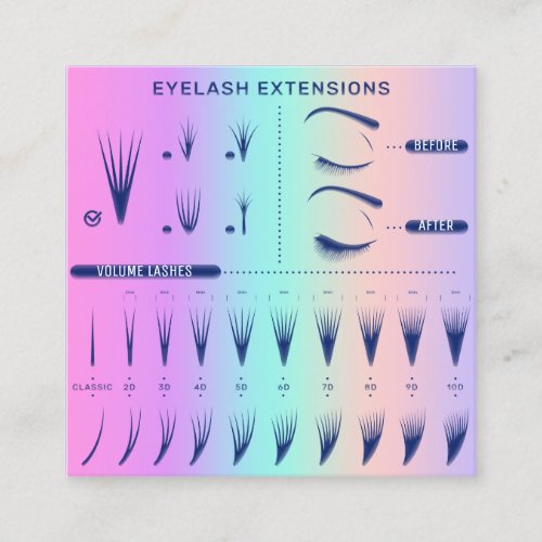 Eyelash Extension Studio Shop Blue Navy Catalogue  Square Business Card