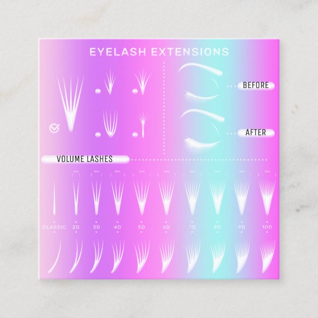 Eyelash Extension Studio Shop Pink Modern New Square Business Card (Front)