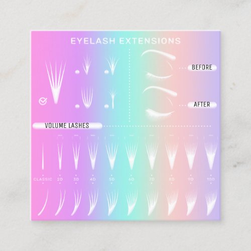Eyelash Extension Studio Shop Pink Pastel Square Business Card