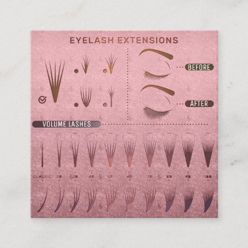 Eyelash Extension Studio Shop Rose Beauty  Square Business Card