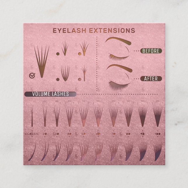 Eyelash Extension Studio Shop Rose Beauty  Square Business Card (Front)