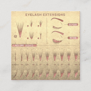 Eyelash Extension Studio Shop Rose Gold Square Business Card