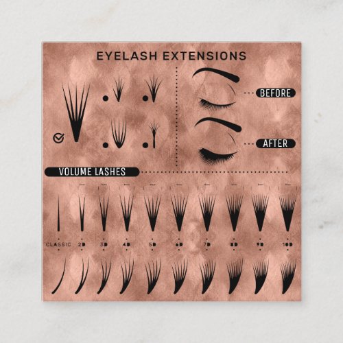 Eyelash Extension Studio Shop Rose Modern Square Business Card