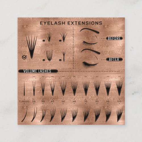 Eyelash Extension Studio Shop Rose Skinny  Square Business Card