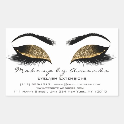 Eyelash Extension White Makeup Artist Beauty Salon Rectangular Sticker
