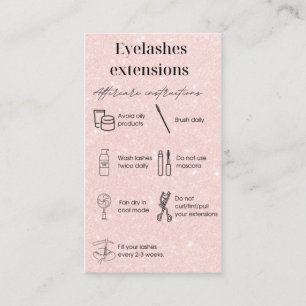 Eyelash extensions aftercare card