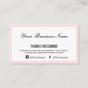 Eyelash Extensions Aftercare Care Business Card