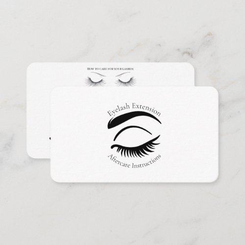 Eyelash Extensions Aftercare How to Care for Lash Business Card