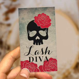 Eyelash Extensions Beauty Floral Skull Vintage Business Card