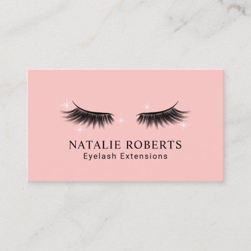 Eyelash Extensions Beauty Salon Elegant Blush Pink Business Card