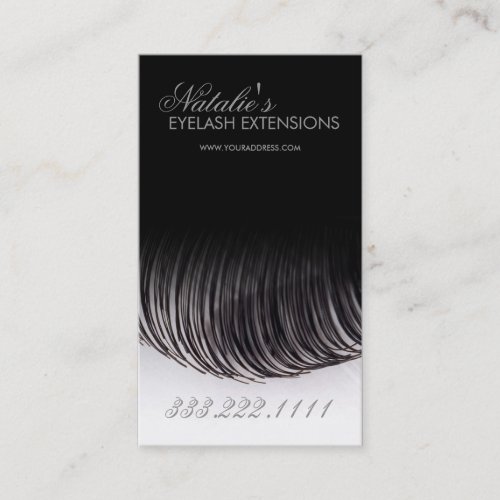 Eyelash Extensions Black Business Card