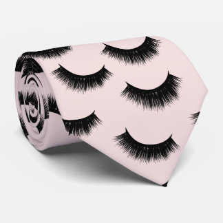 Eyelash Extensions Blush Pink Lashes Pattern Neck Tie
