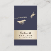 Eyelash Extensions Classy Blue & Gold Modern Business Card (Front)