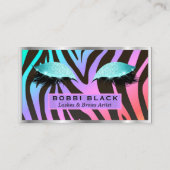 Eyelash Extensions Glitter Makeup Bright Zebra Business Card (Front)