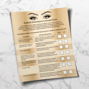 Eyelash Extensions Golden Liability Waiver Flyer