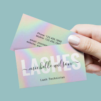 Eyelash Extensions Holographic Typography Lash Bar Business Card by BlackEyesDrawing at Zazzle