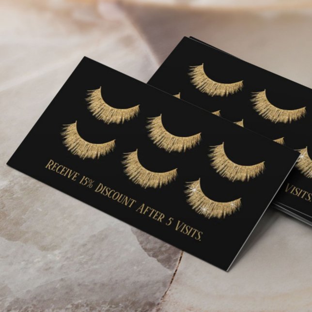 Eyelash Extensions Lash Bar Black & Gold Loyalty Card (Creator Uploaded)
