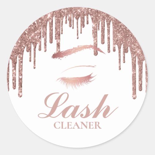 Eyelash Extensions Lash Cleaner Rose Gold Drips Classic Round Sticker