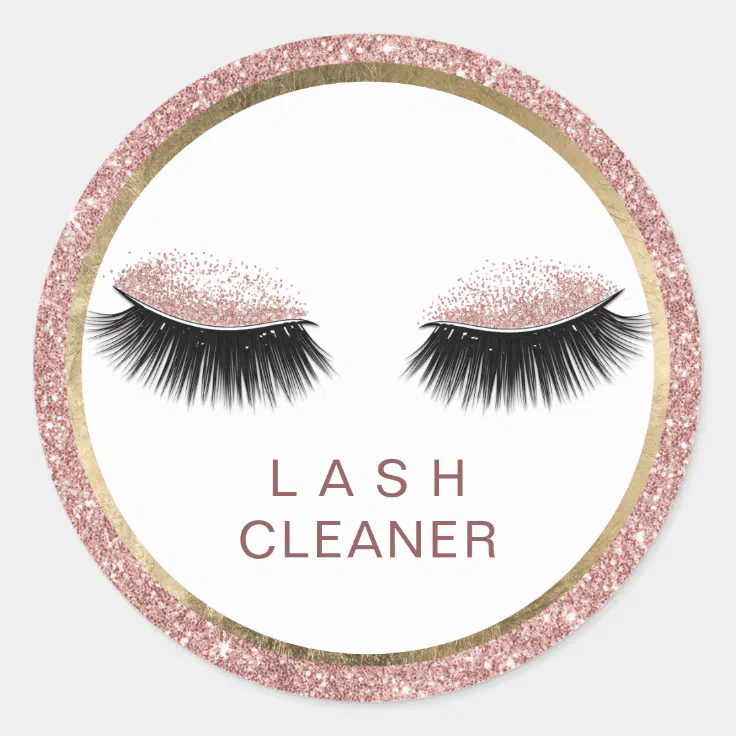 Eyelash Extensions Lash Cleaner Rose Gold Glitter Classic Round Sticker Zazzle