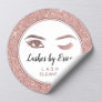 Eyelash Extensions Lash Cleaner Rose Gold Glitter Classic Round Sticker