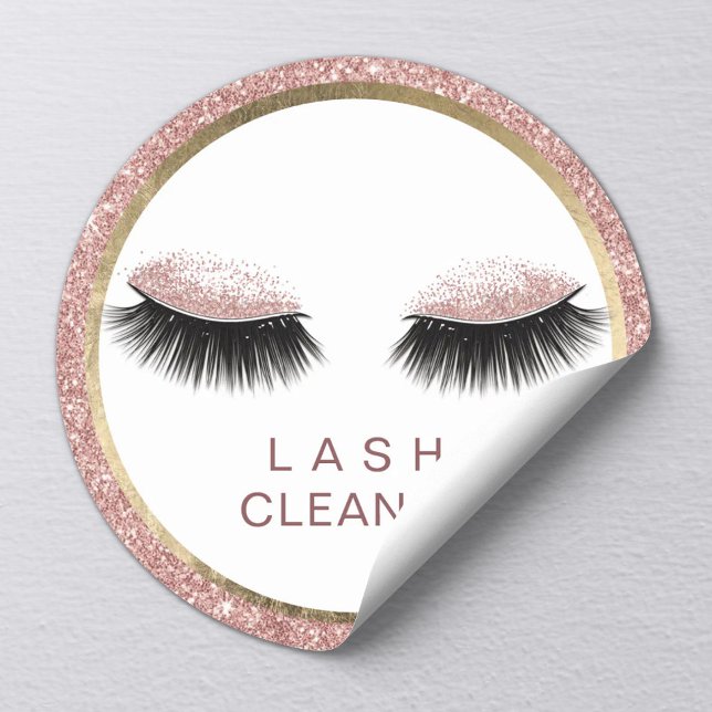 Eyelash Extensions Lash Cleaner Rose Gold Glitter Classic Round Sticker (Creator Uploaded)