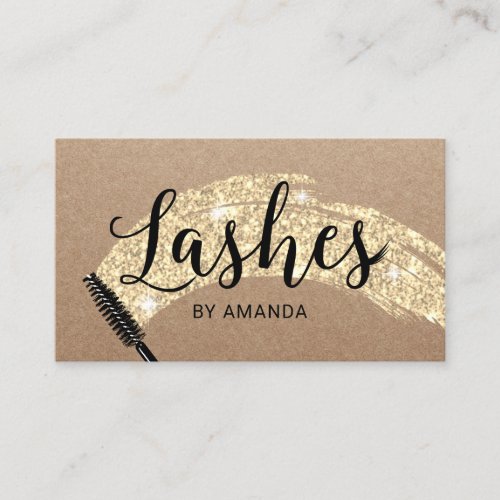 Eyelash Extensions Lash Salon Gold Brush Stroke Business Card