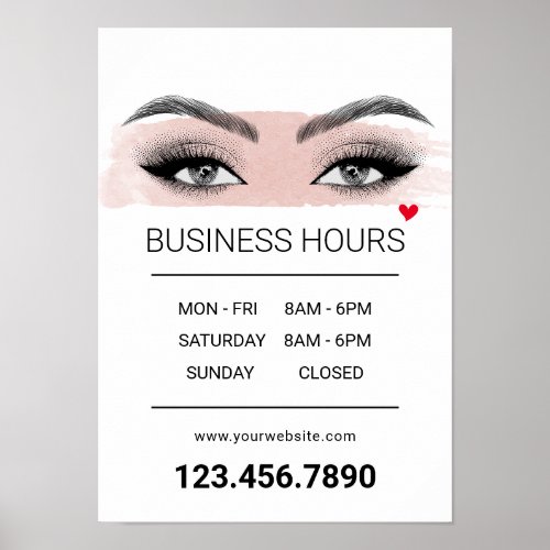 Eyelash Extensions Lash Salon Opening Hours Poster