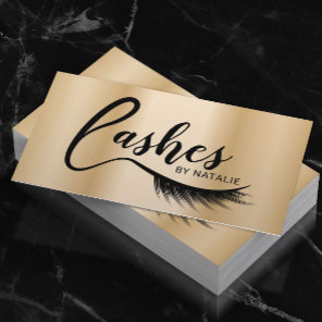 Eyelash Extensions Lashes Typography Gold Salon Business Card