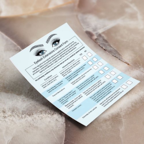 Eyelash Extensions Liability Waiver Blue Salon Flyer