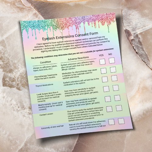 Eyelash Extensions Liability Waiver Holographic Flyer