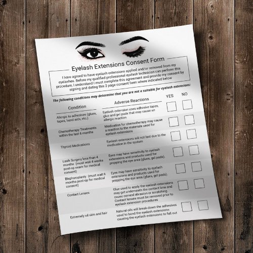 Eyelash Extensions Liability Waiver Release Form 2 Flyer