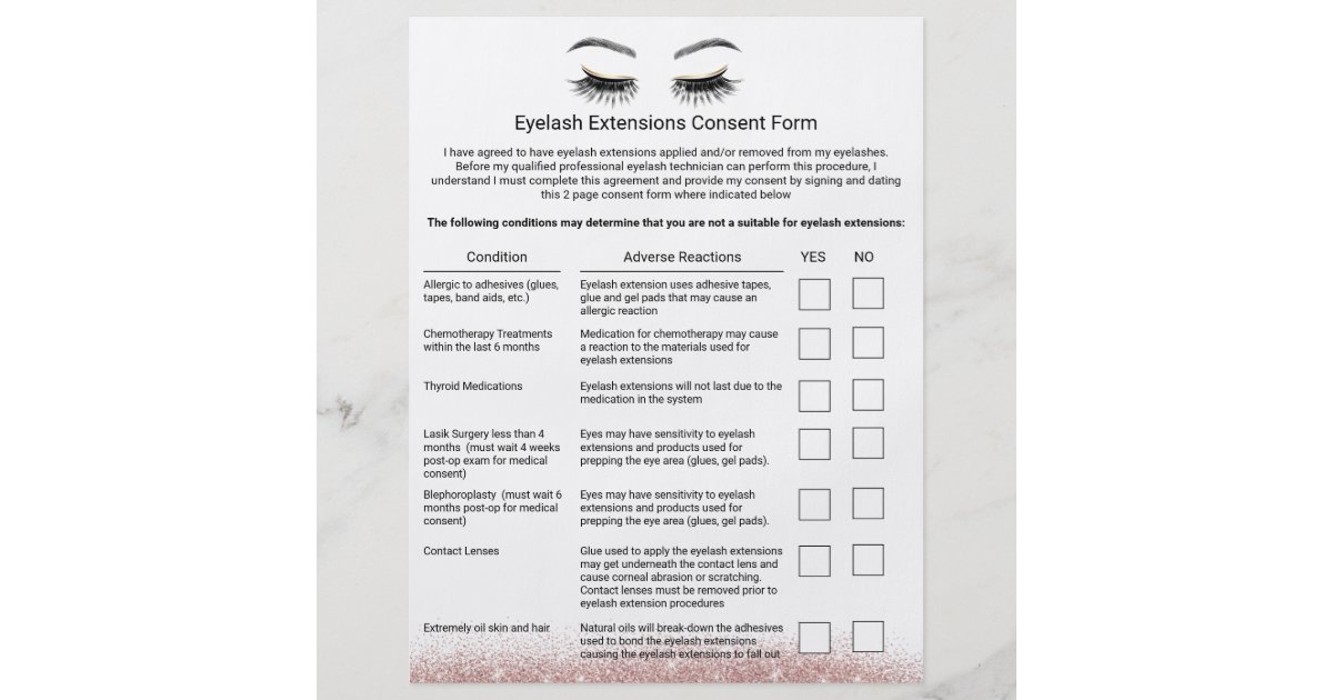 Eyelash Extensions Liability Waiver Release Form Flyer Zazzle Com